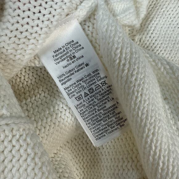 J.Crew Heritage Cotton Relaxed V-neck Sweater White Women’s Size Small - Picture 8 of 9